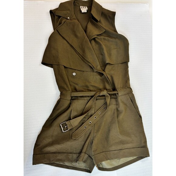 HH Haute Hippie Safari Trench Romper Women's XS Collared Oversized, Sleeveless - Picture 4 of 10